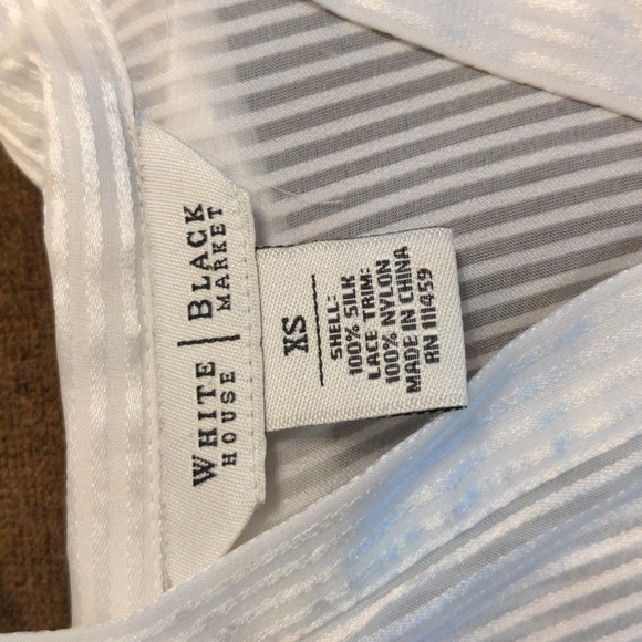 WHBM hi-low sheer long sleeve sheer stripes blouse XS black white - Picture 13 of 15